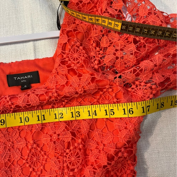 Tahari Womens Lace Tired Lined Square Neck Back Zip Mini Dress Party 6 NWT - Picture 12 of 14